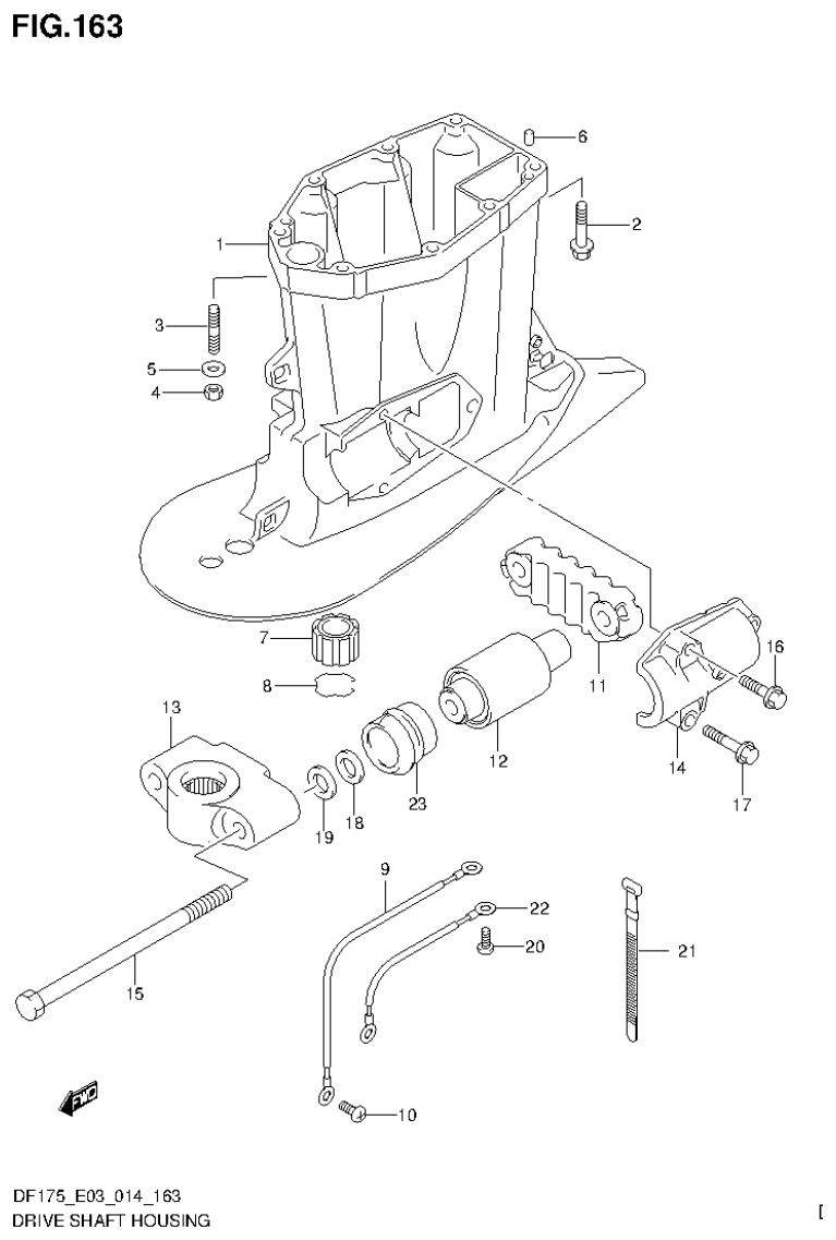 Suzuki DF175ZG DRIVE SHAFT HOUSING (DF150TG E03) parts diagram
